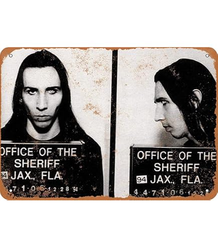 12 x 16 Metal Sign - Marilyn Manson Mug Shot - Vintage Wall Decor